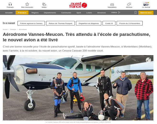 Capture d'écran de l'article de Ouest-France